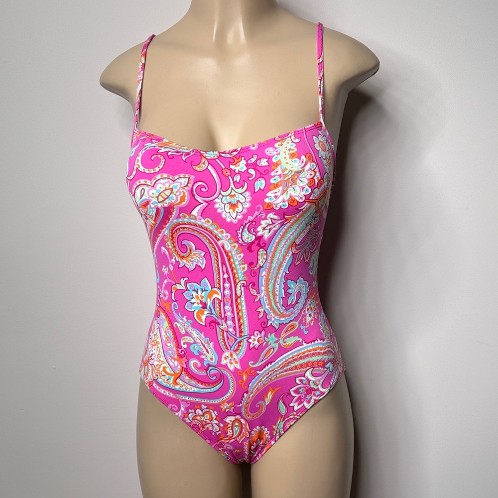 Ralph Lauren Vibrant Pink Paisley One Piece Swimsuit